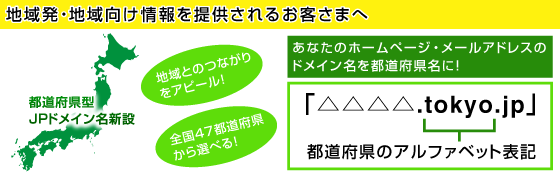 都道府県型JPドメイン名新設！